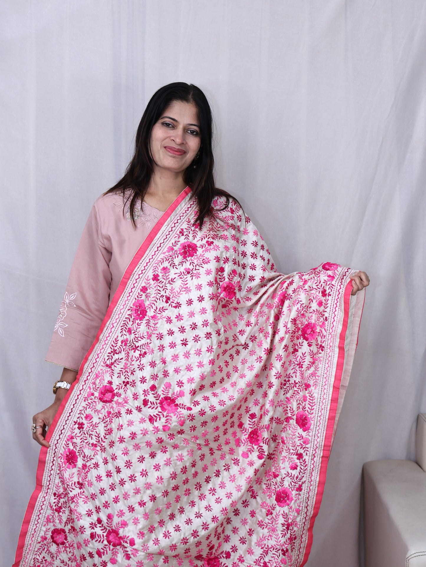 Assam Silk Phulkari Dupatta