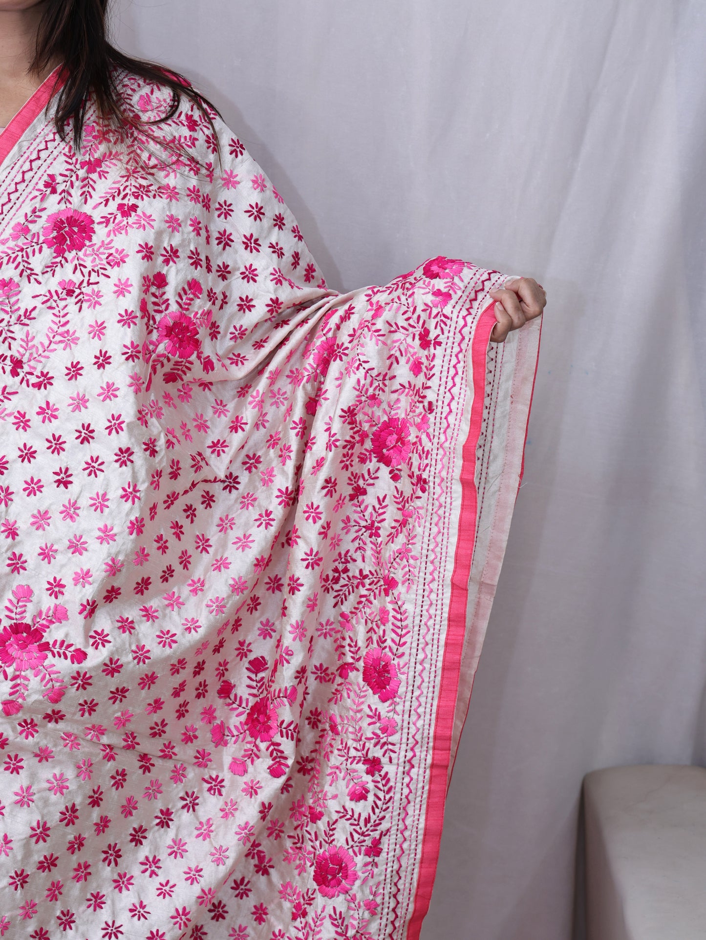 Assam Silk Phulkari Dupatta