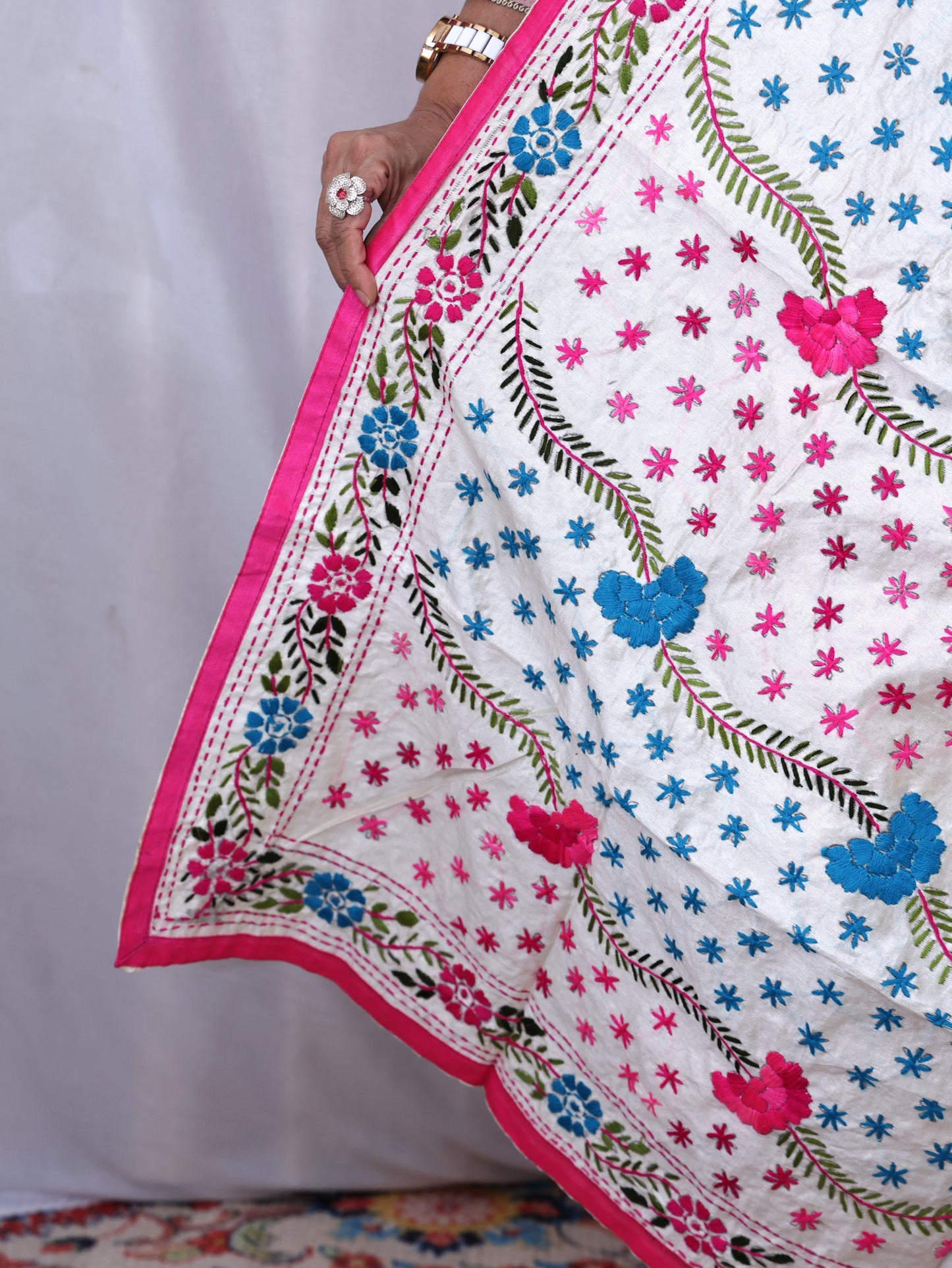 Assam Silk Phulkari Dupatta