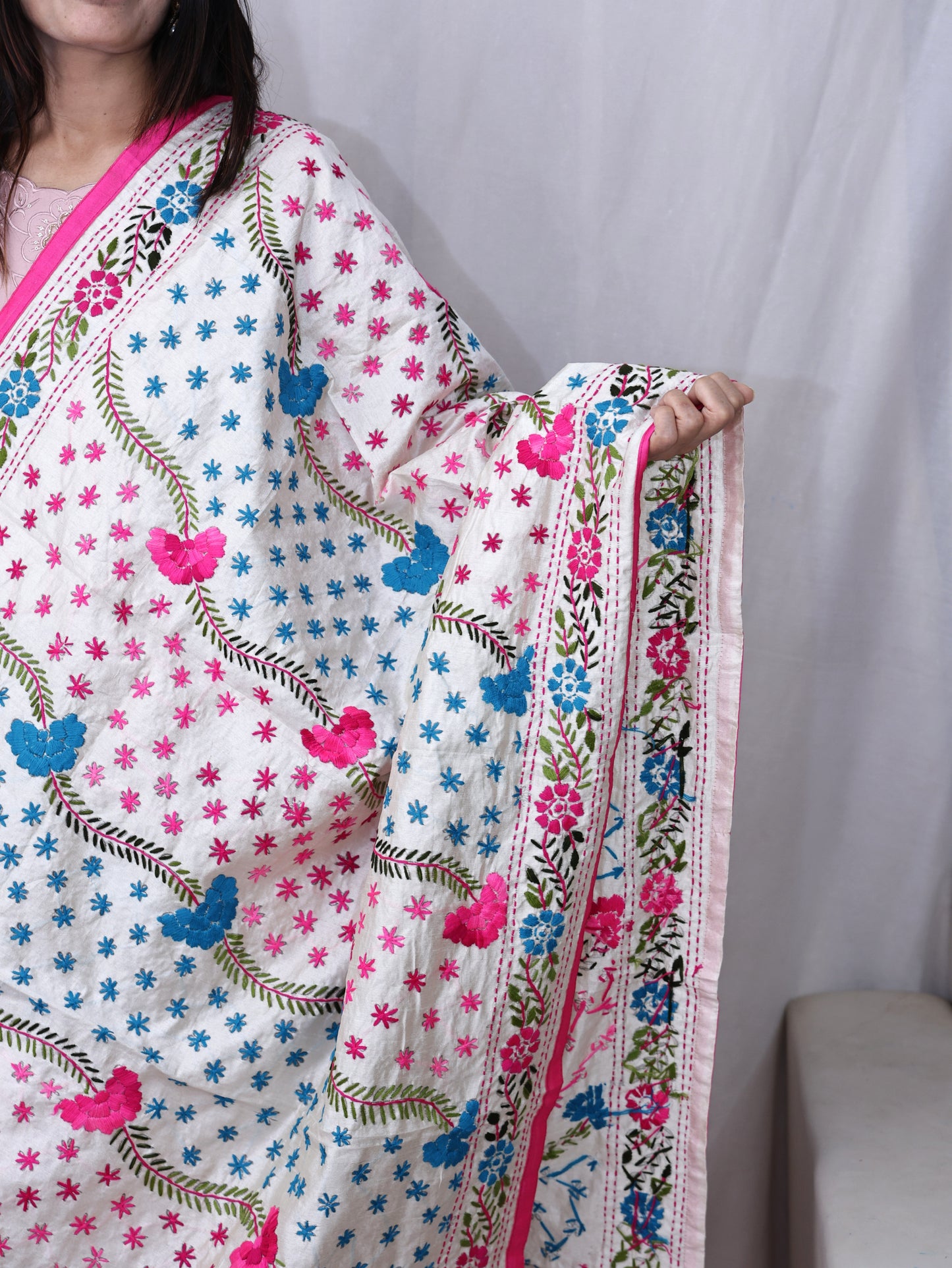 Assam Silk Phulkari Dupatta