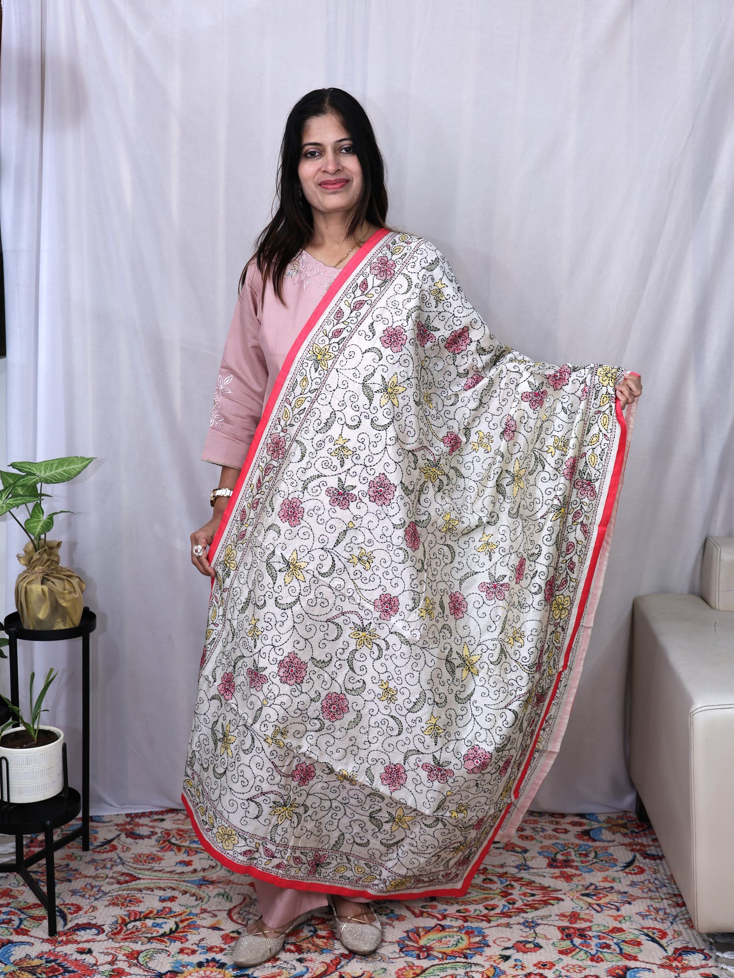 Assam Silk Phulkari Dupatta