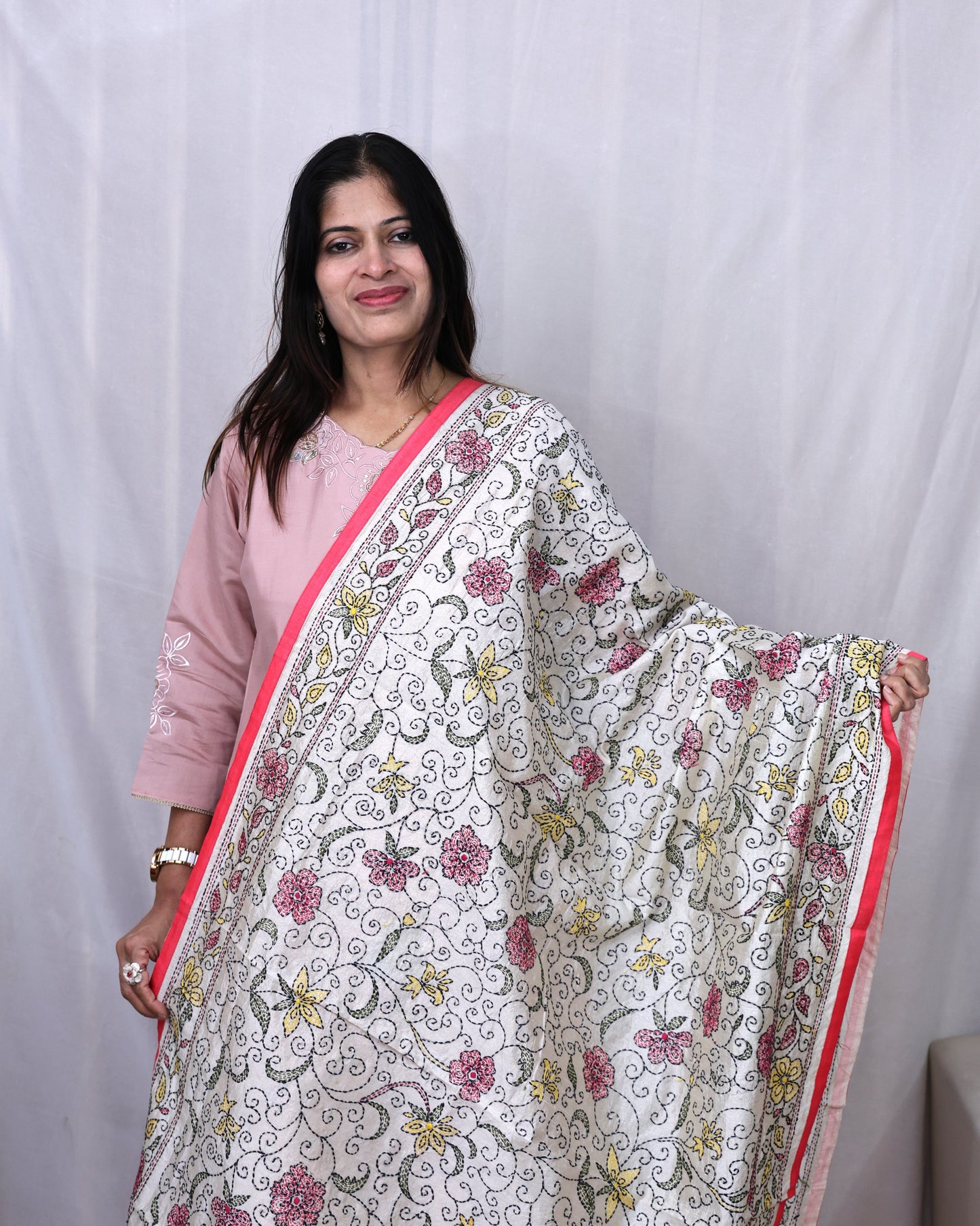 Assam Silk Phulkari Dupatta