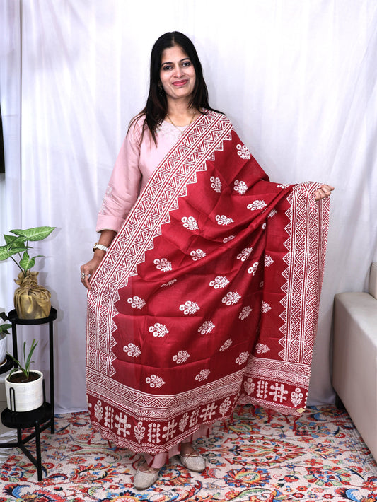 Chanderi Block Print Dupatta