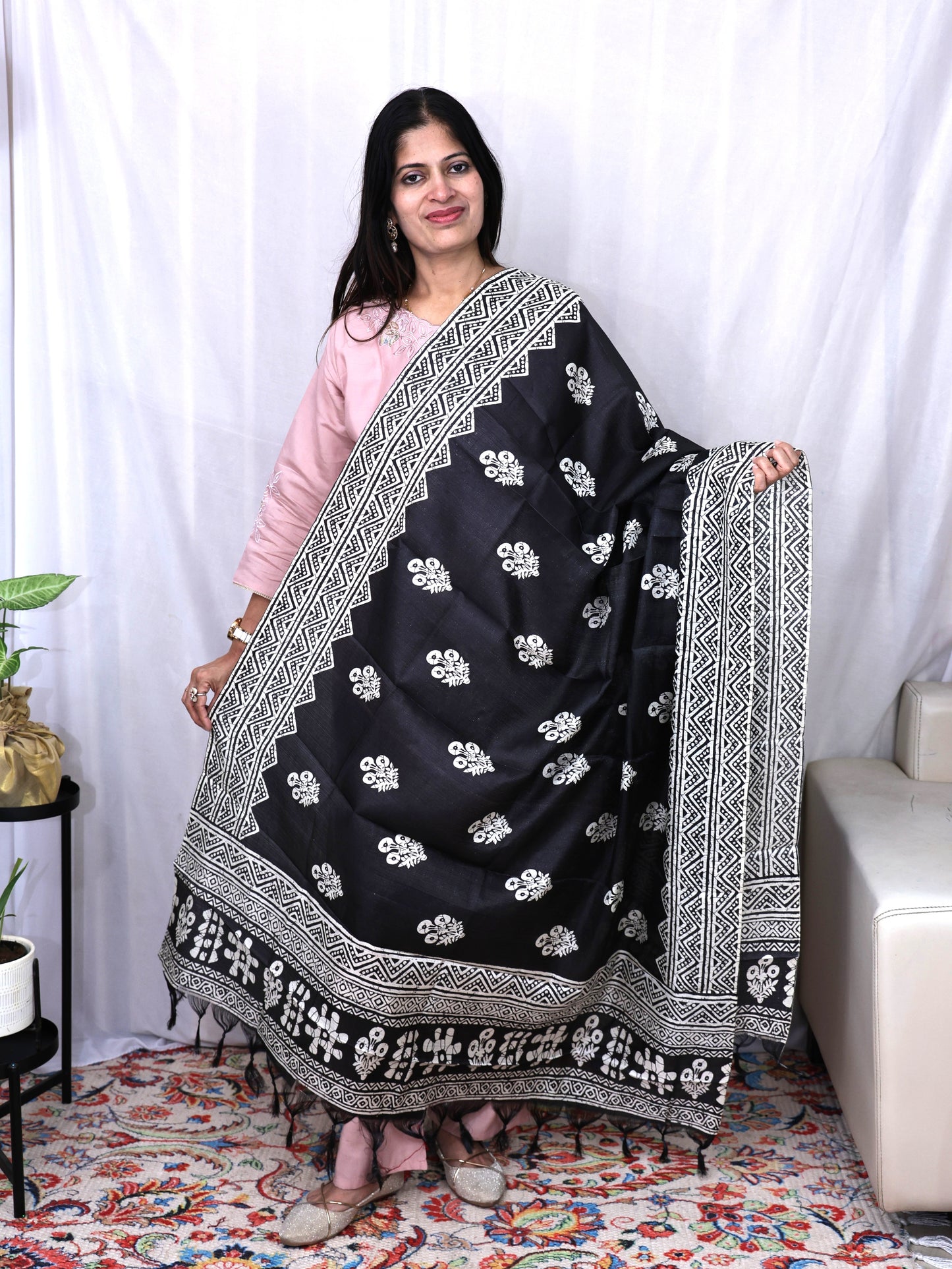 Chanderi Block Print Dupatta