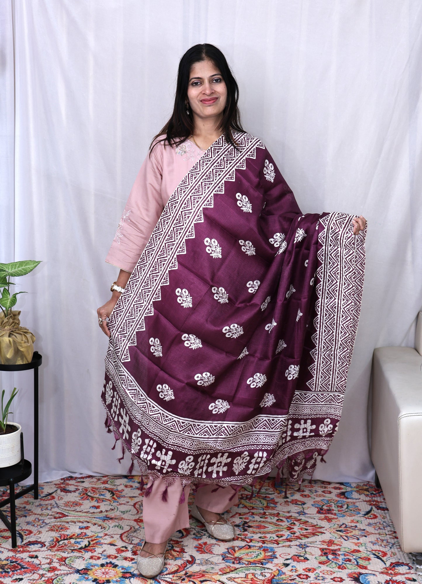 Chanderi Block Print Dupatta