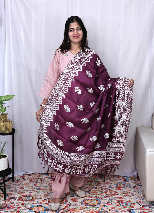 Chanderi Block Print Dupatta