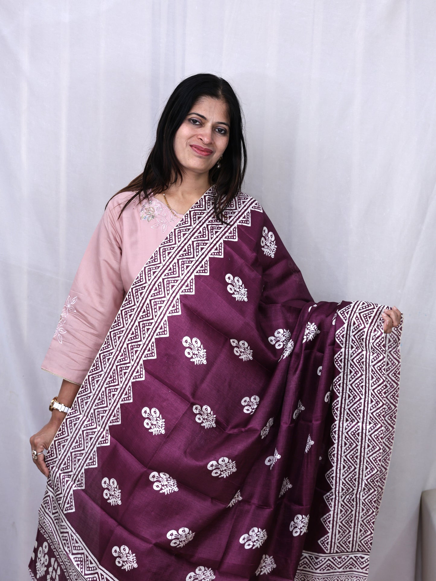 Chanderi Block Print Dupatta