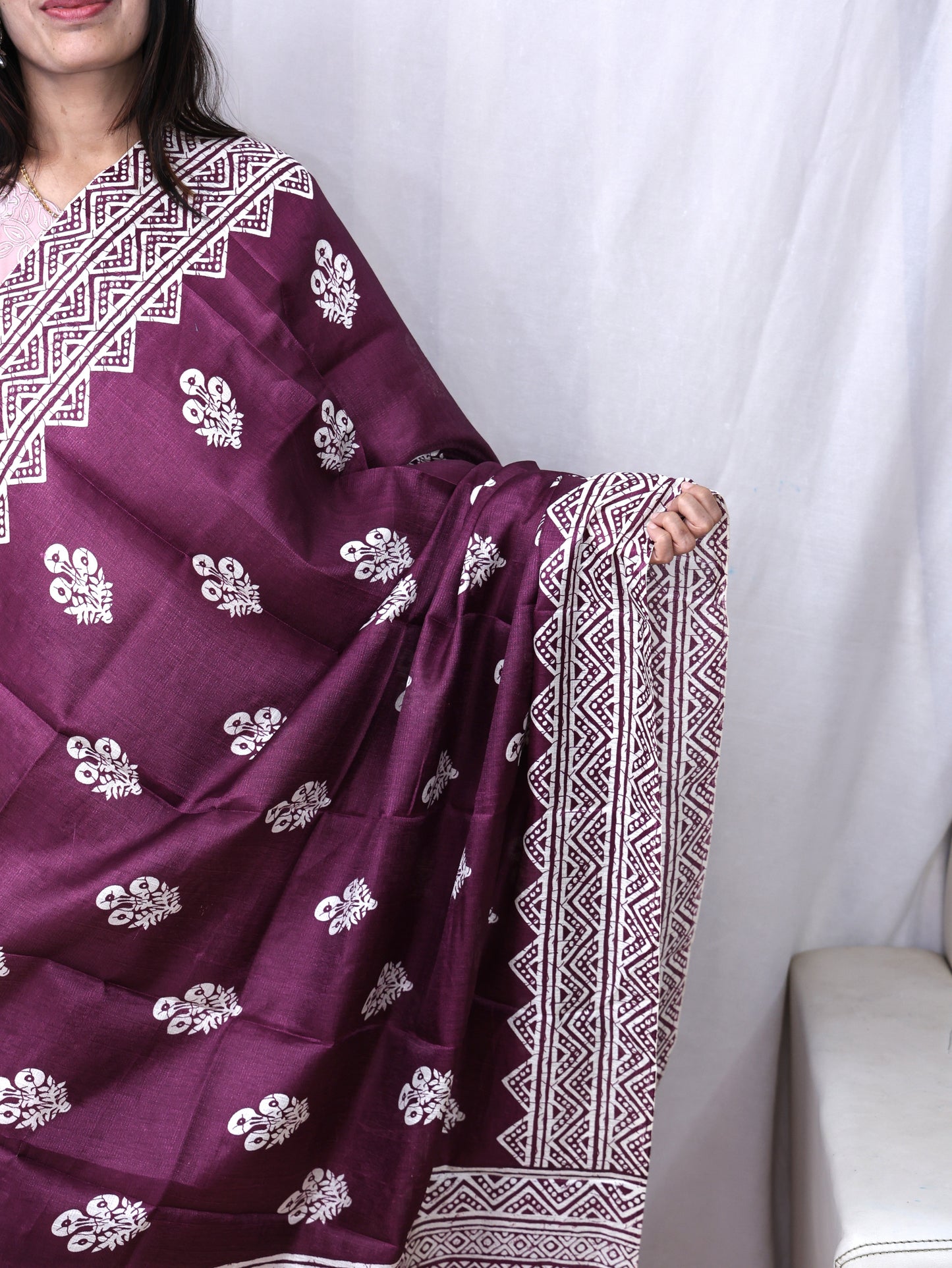 Chanderi Block Print Dupatta