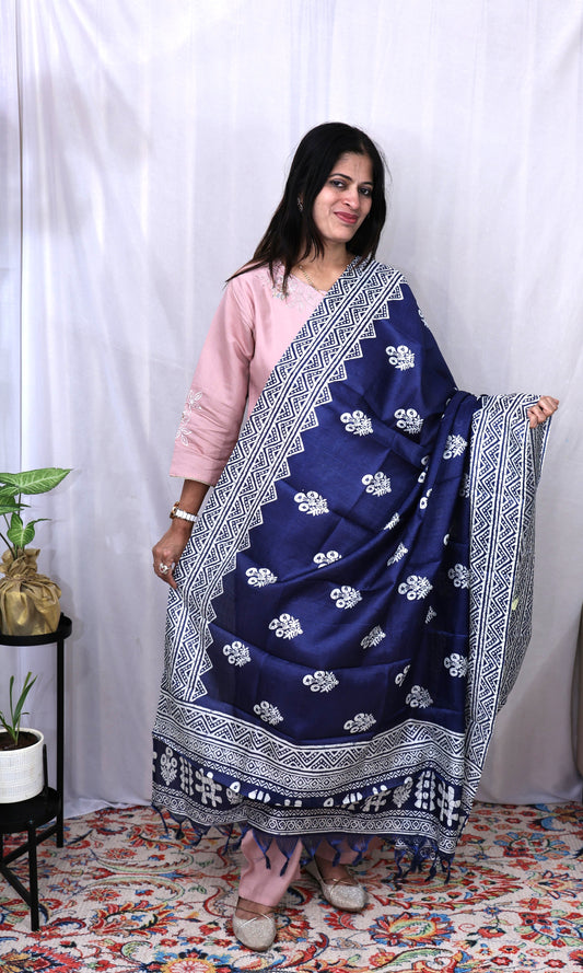 Chanderi Block Print Dupatta
