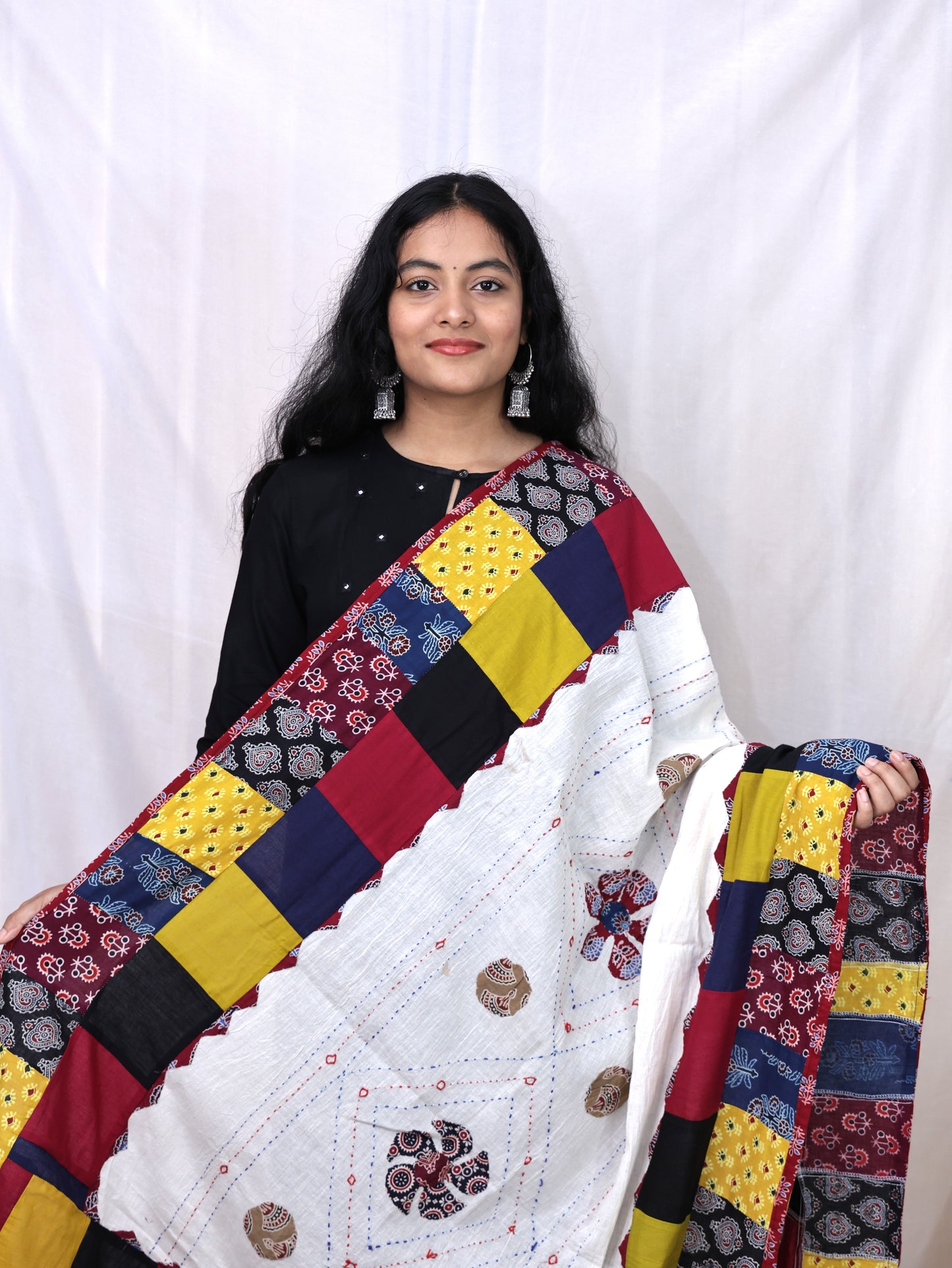 Cotton Applik Multi Patch Katha Dupatta