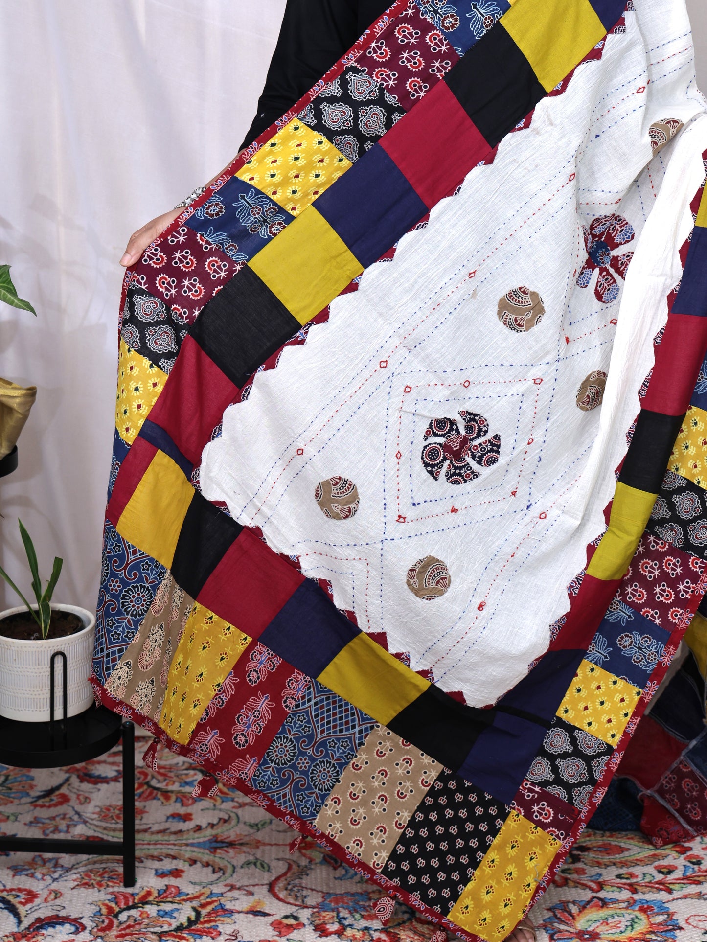 Cotton Applik Multi Patch Katha Dupatta