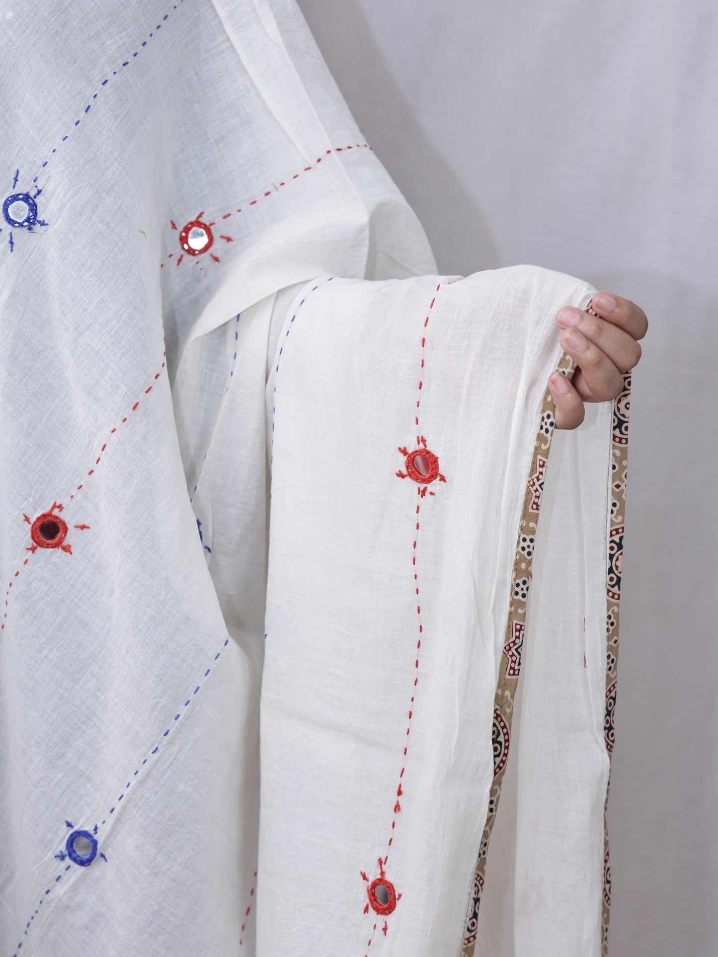 Cotton Katha Mirror Dupatta