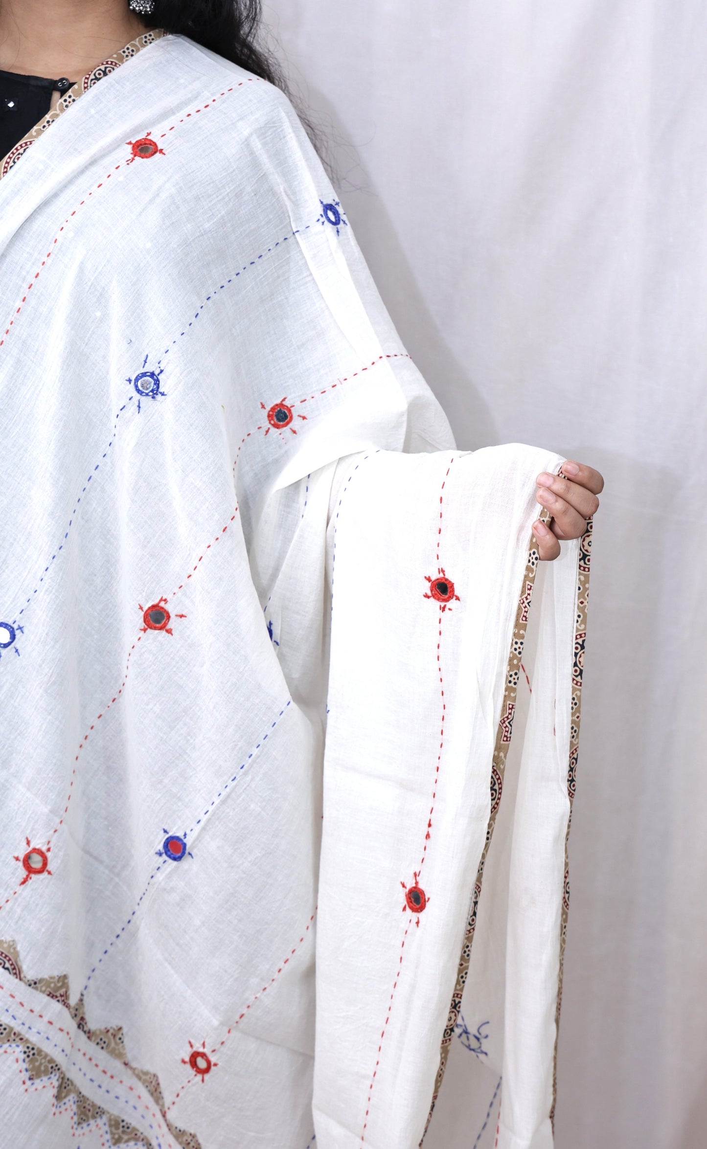 Cotton Katha Mirror Dupatta