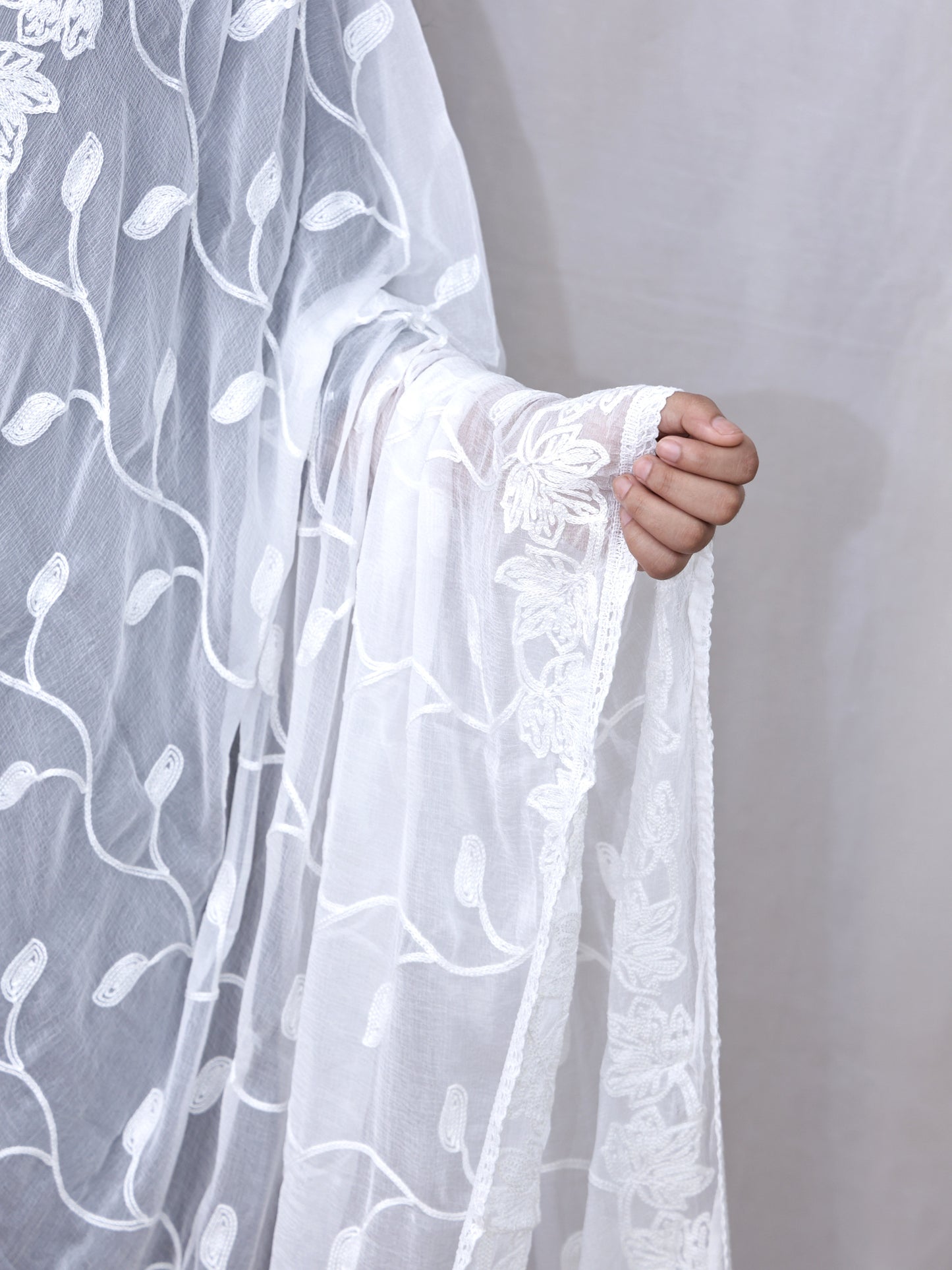 White Embroidery Dupatta