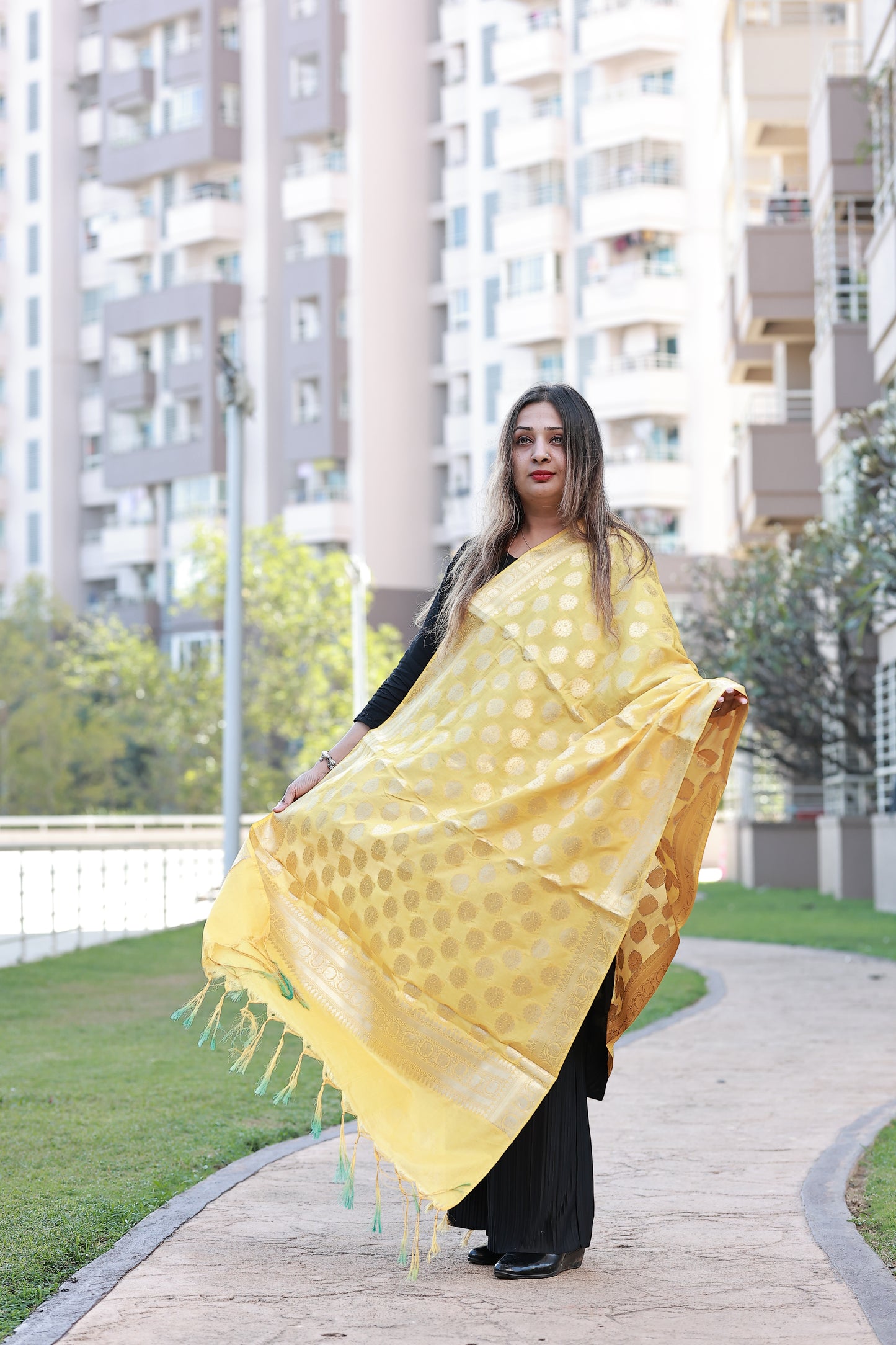 Yellow Banarasi Dupatta