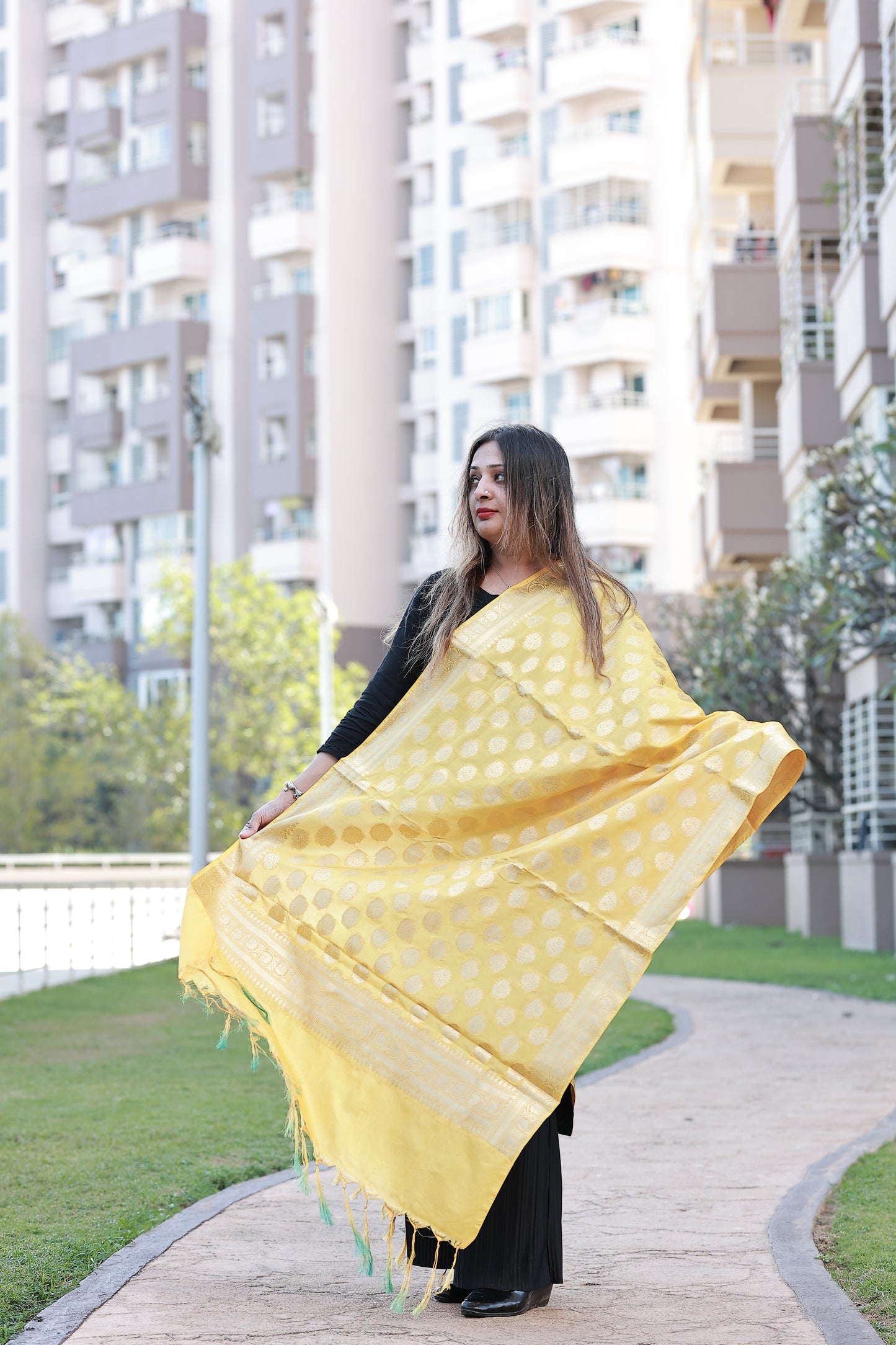 Yellow Banarasi Dupatta