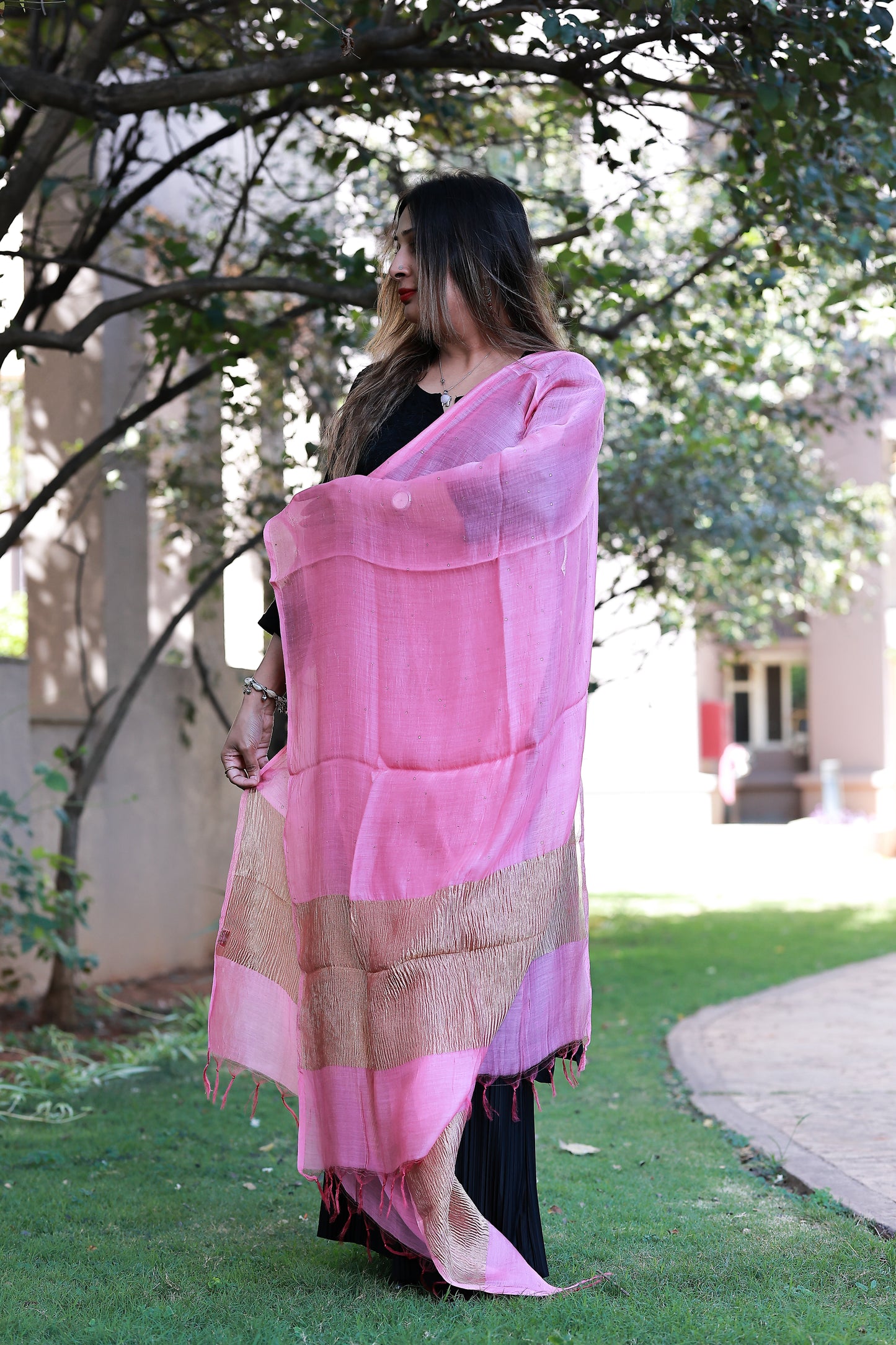 Malai Liptus Mukesh Work Dupatta