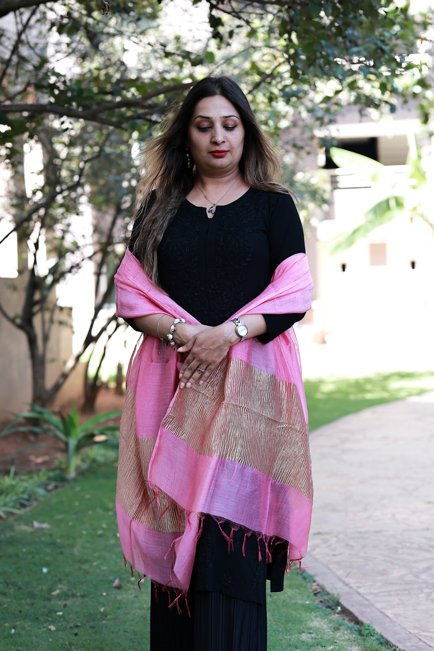 Malai Liptus Mukesh Work Dupatta