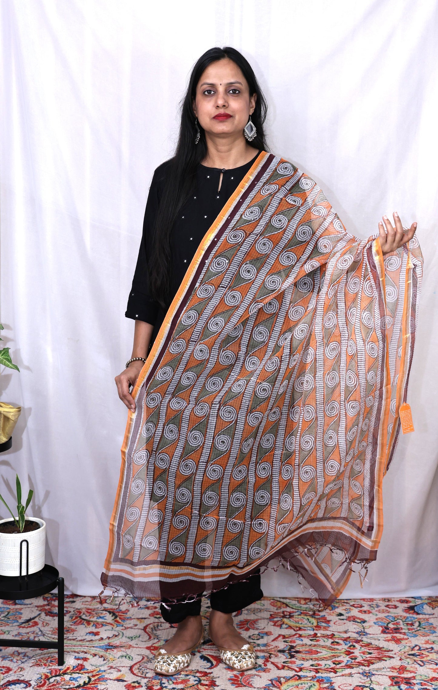 kota Doria Hand-Block Print Dupatta