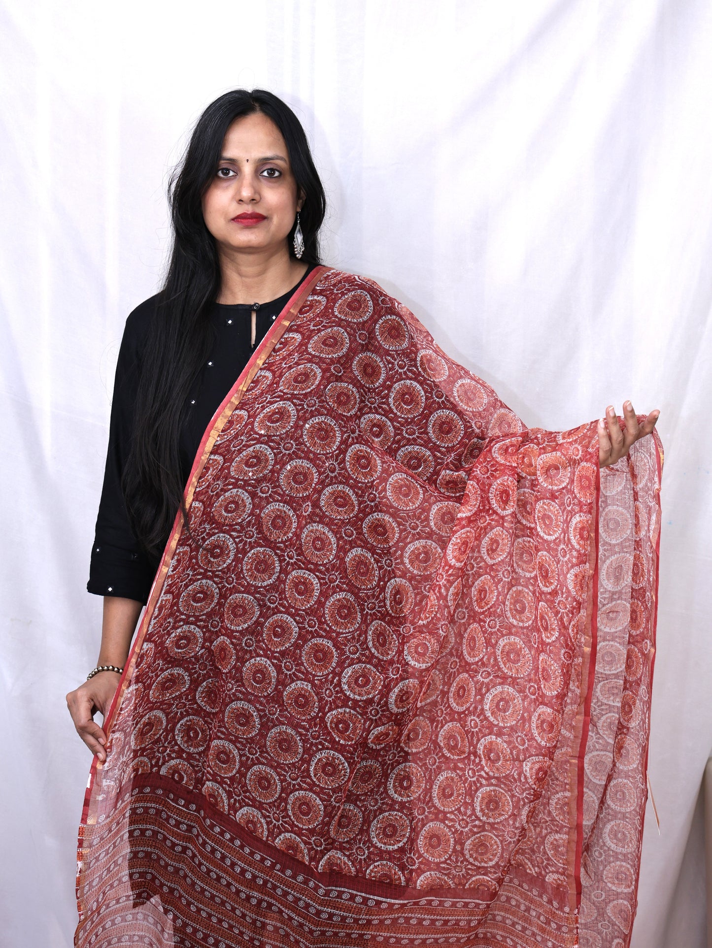 Kota Doria Hand Block Print Dupatta