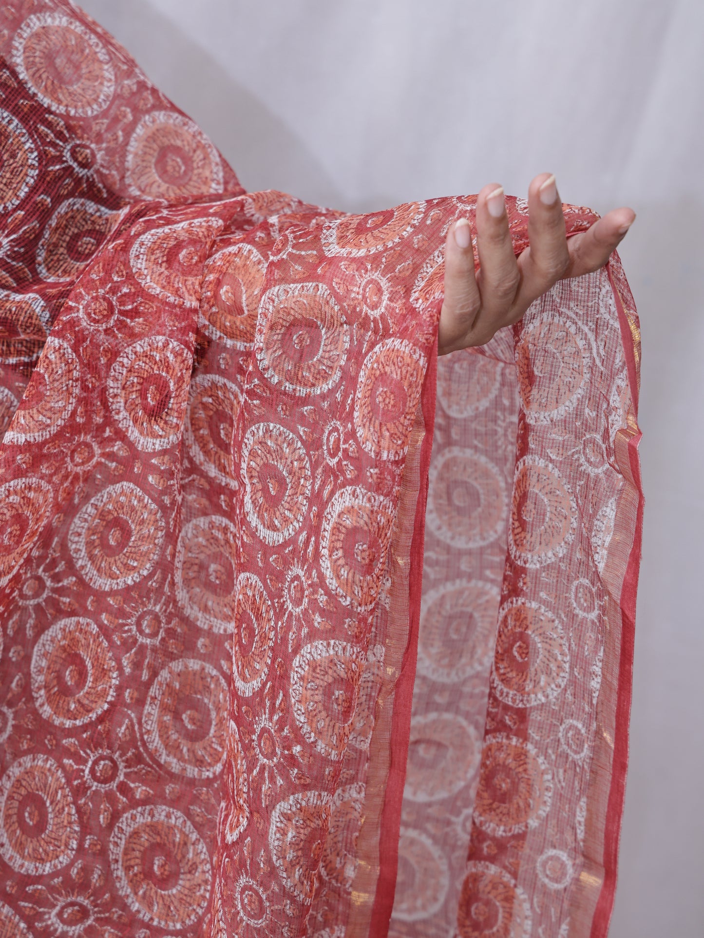 Kota Doria Hand Block Print Dupatta