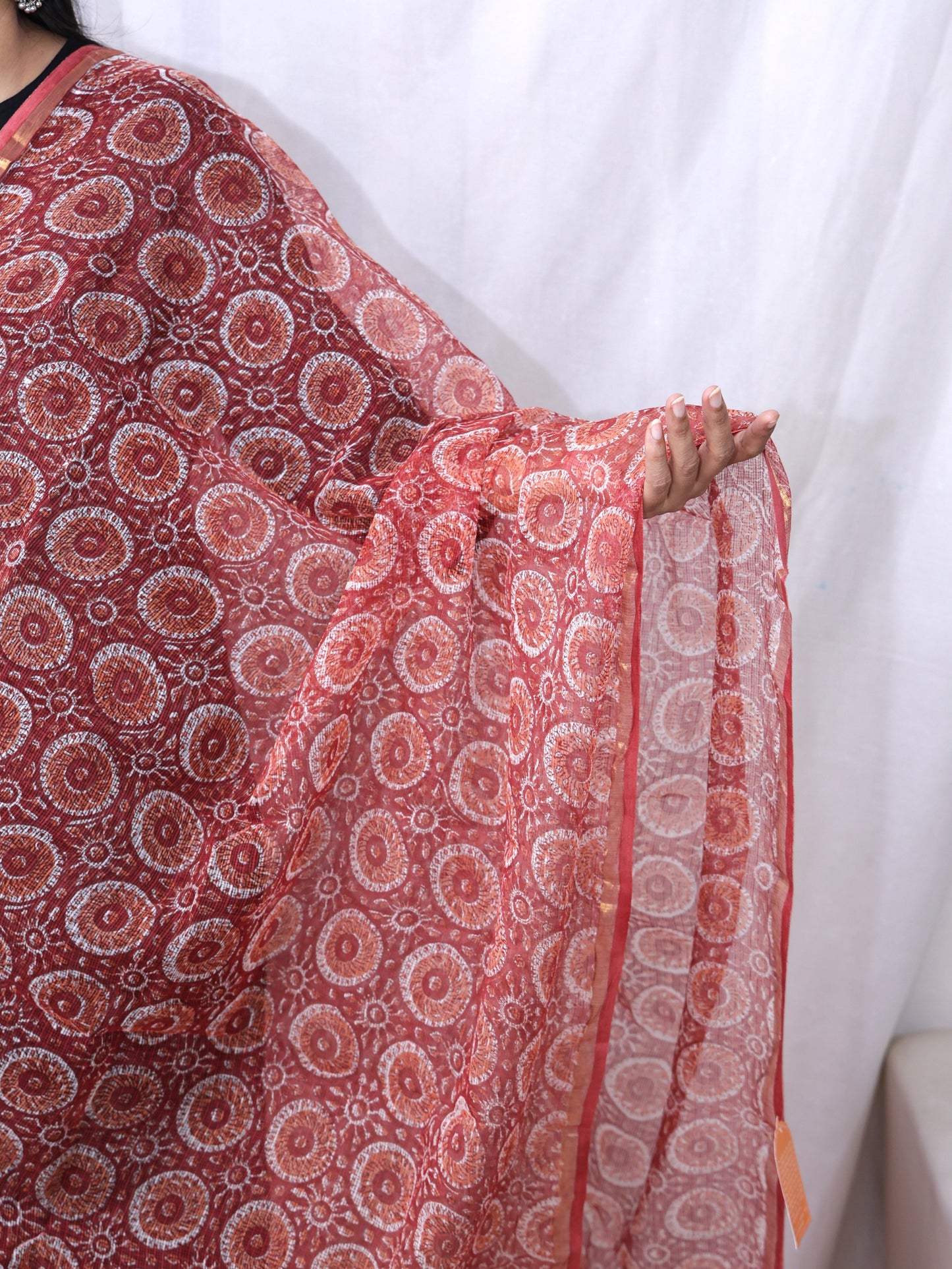 Kota Doria Hand Block Print Dupatta
