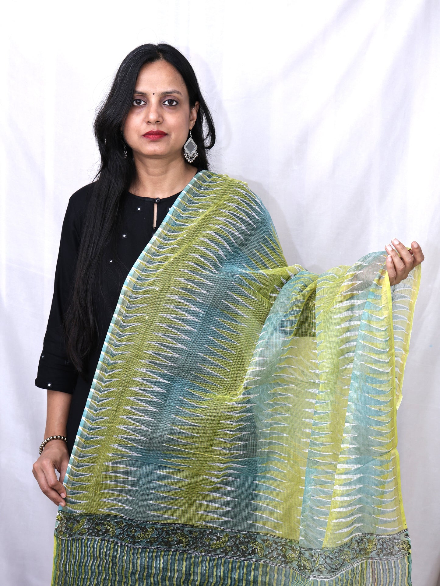 Kota Doria Hand Block Print Dupatta
