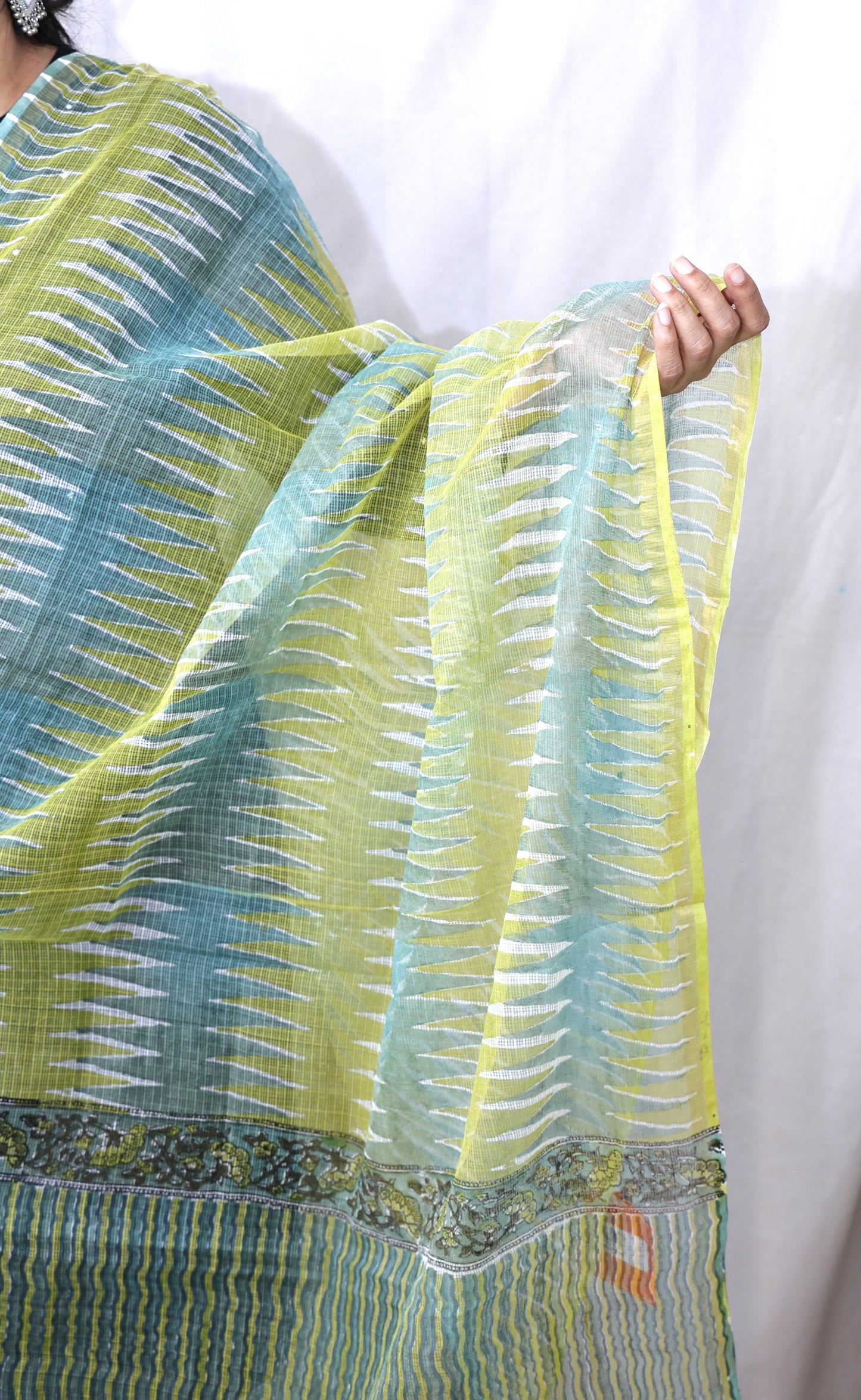 Kota Doria Hand Block Print Dupatta