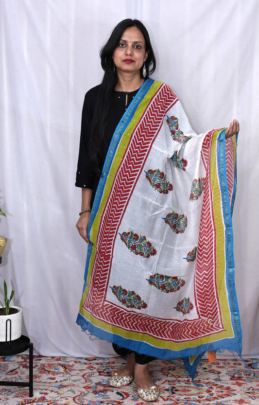 Hand Block Print Cotton Dupatta