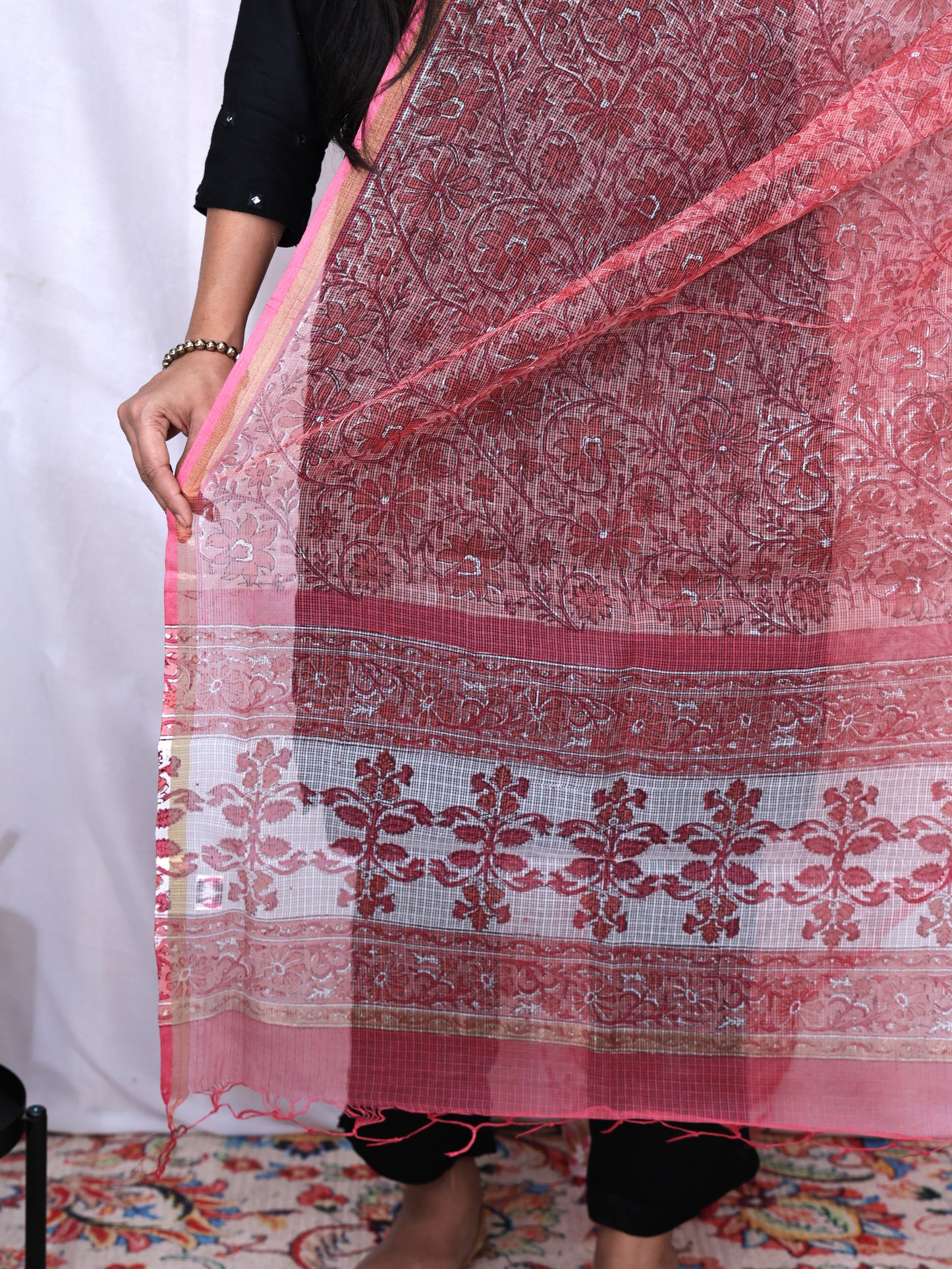 Kota Doria Hand Block Print Dupatta