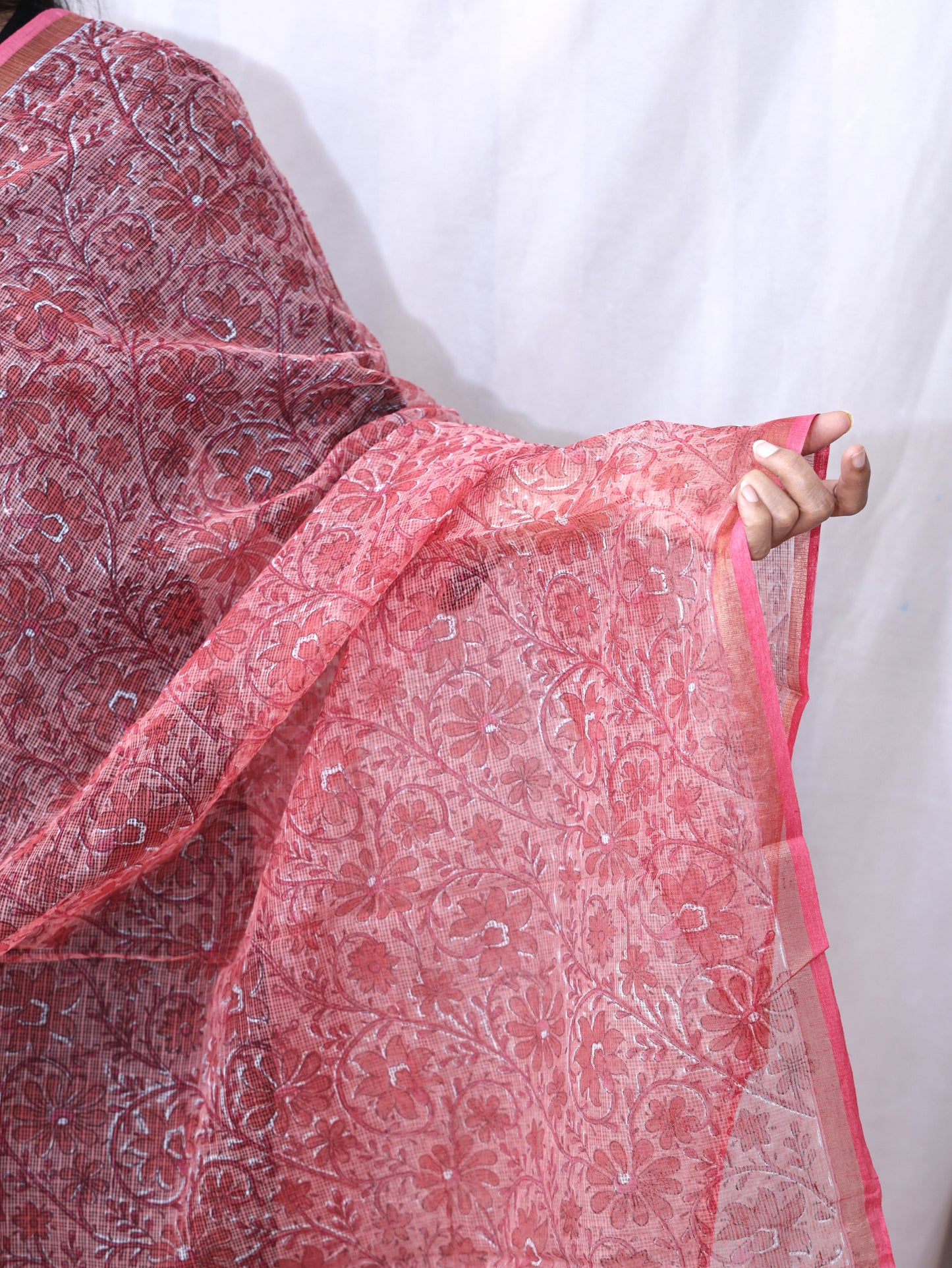 Kota Doria Hand Block Print Dupatta