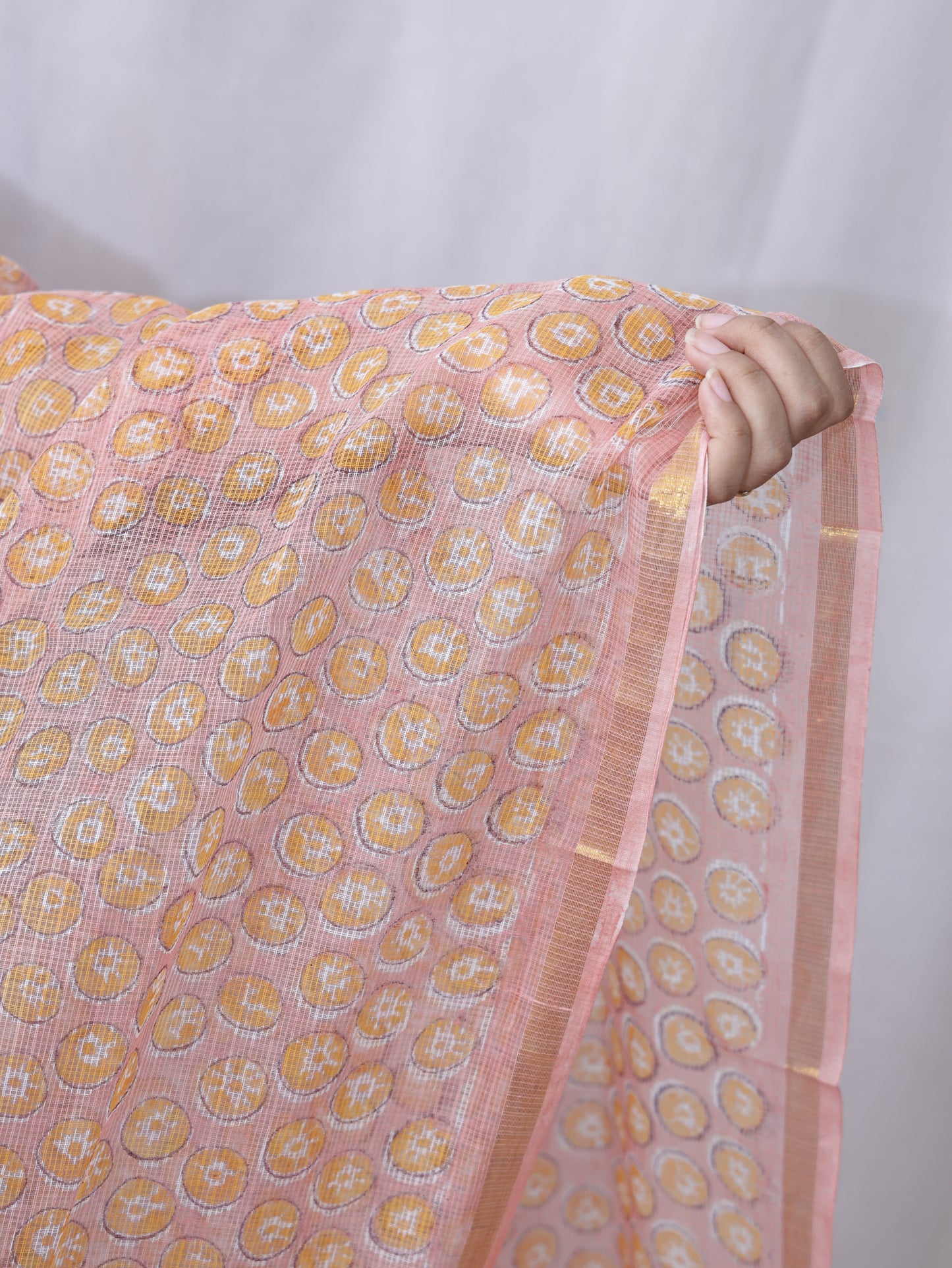 Kota Doria Hand Block Print Dupatta
