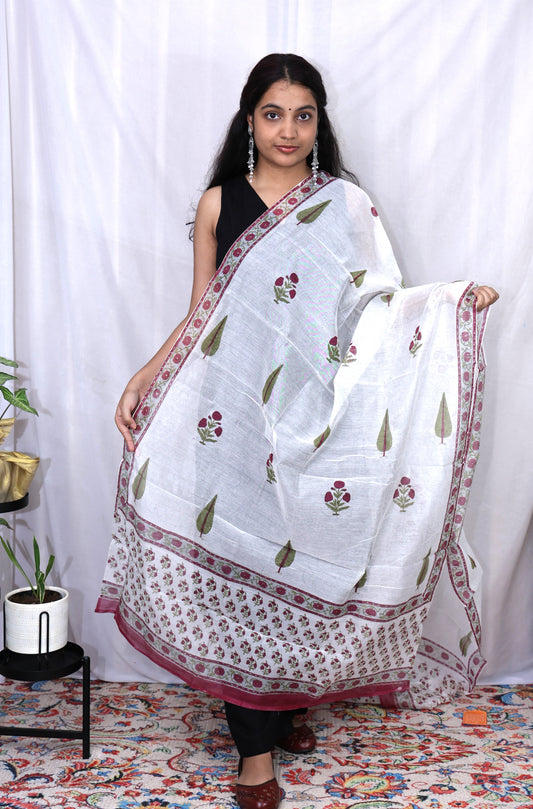 Hand Block Print Cotton Dupatta
