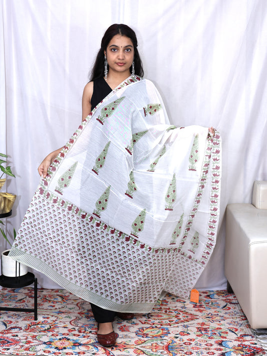 Hand Block Print Cotton Dupatta