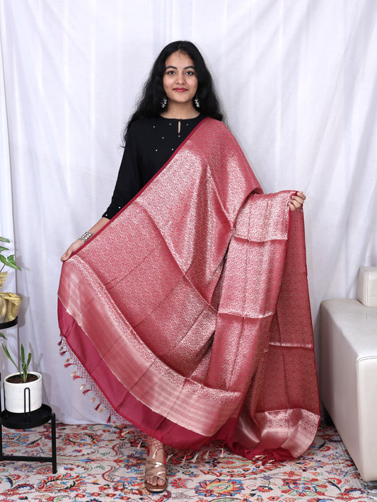 Red Banarasi Puna Silk Buti Jal Dupatta