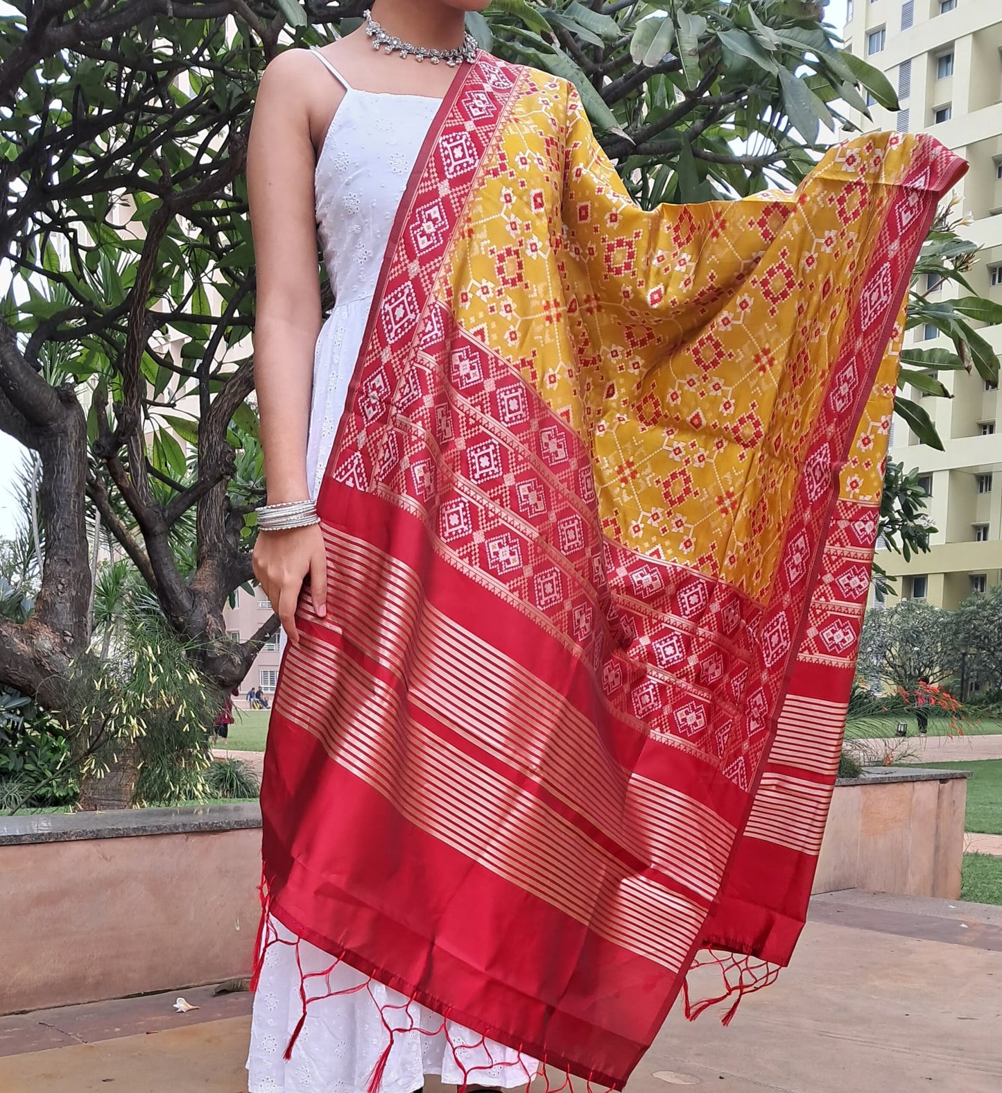 Mustard Banarasi Patola Silk Dupatta