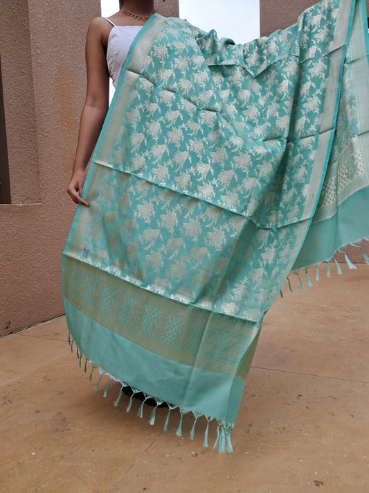 Green Mixed Katan Banarasi Dupatta