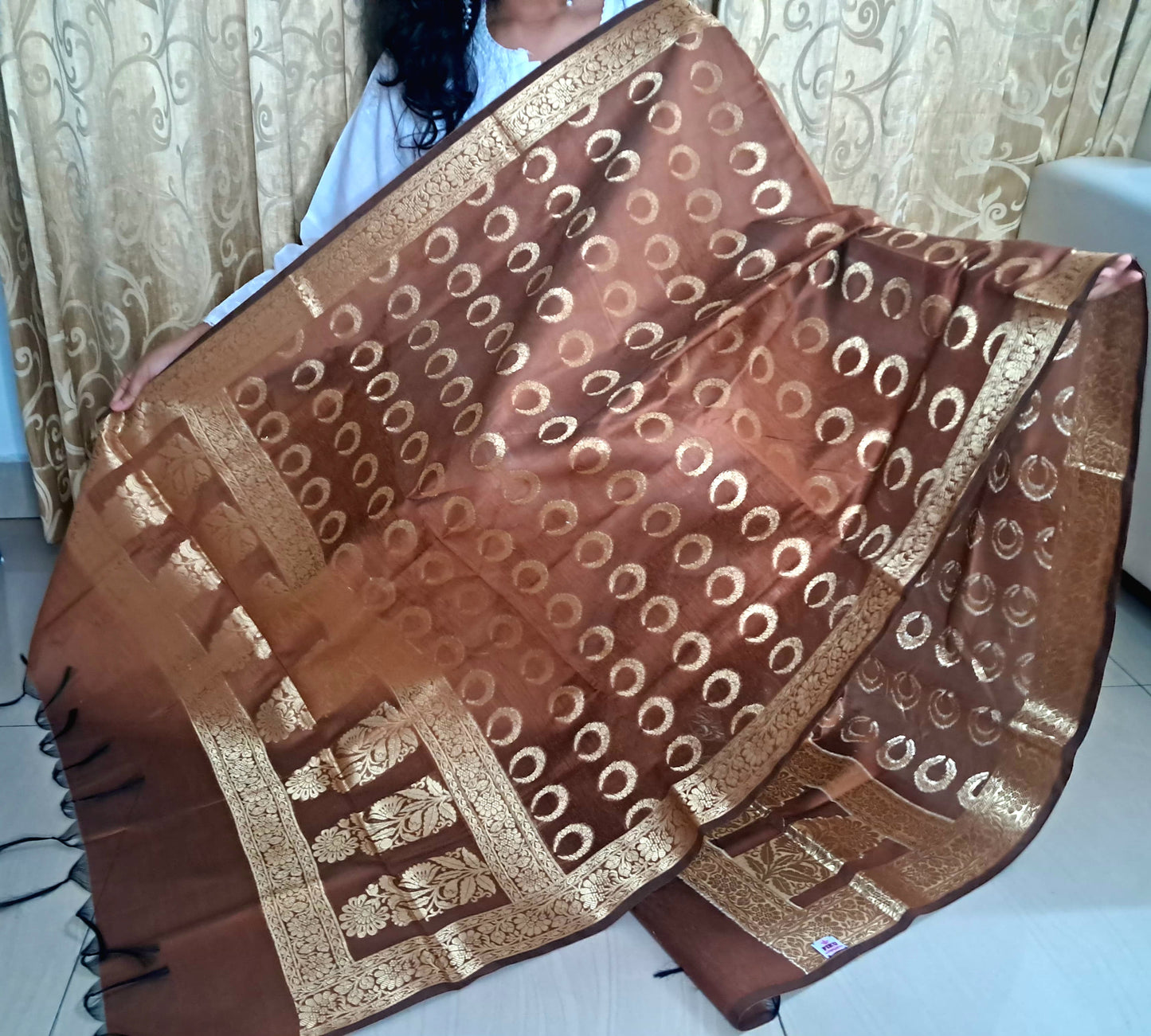 Brown Mixed Katan Banarasi Dupatta