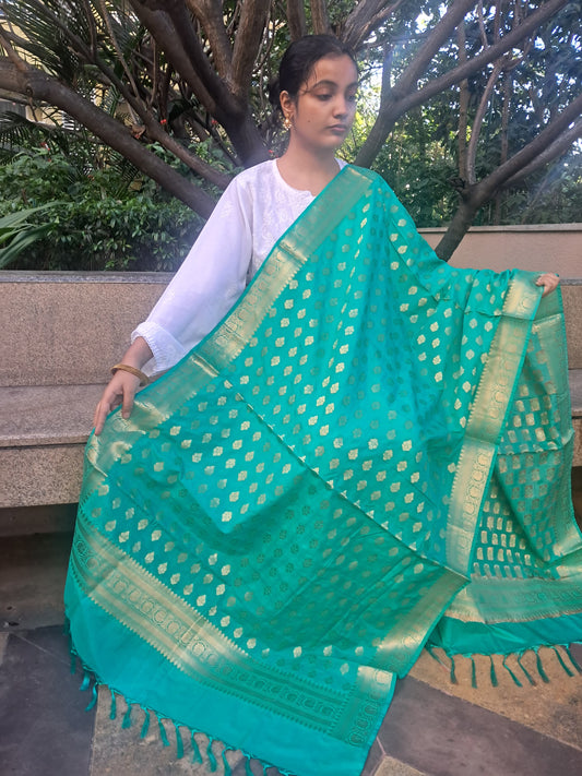 Green Mixed Katan Silk Dupatta