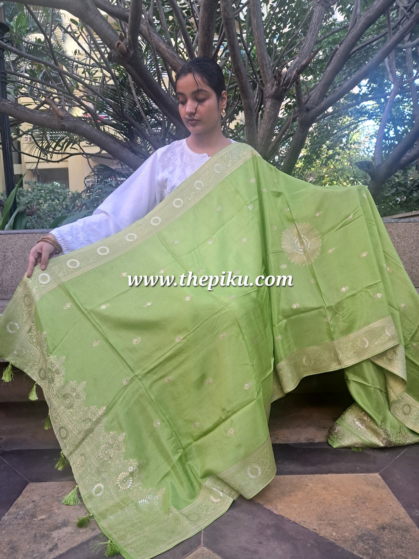 Green Mixed Silk Banarasi Dupatta