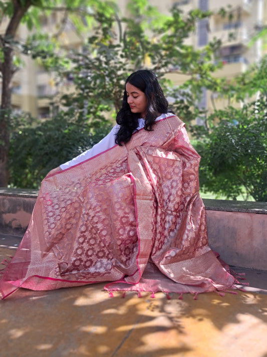 Pink tissue Silk Jacquard Jal