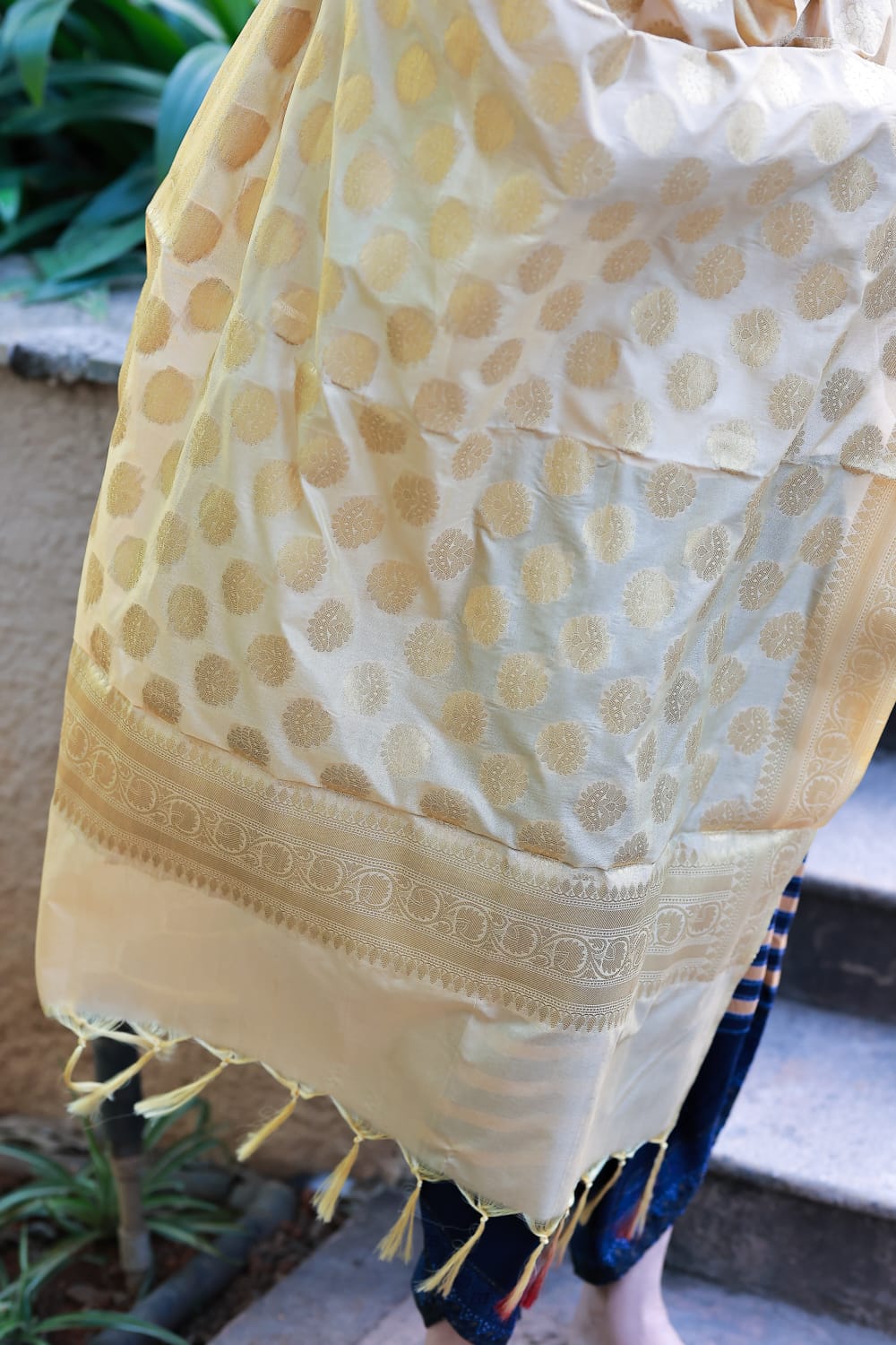Yellow Mixed Katan Silk Banarasi Dupatta