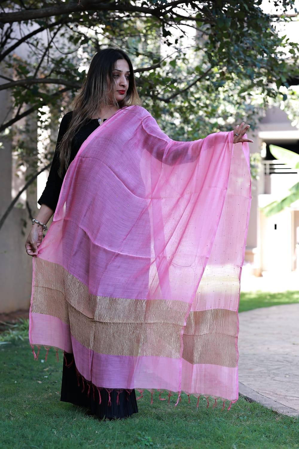 Malai Liptus Mukesh Work Dupatta