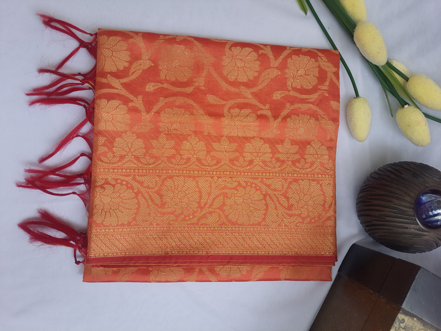Orange Mixed Silk Banarasi Dupatta