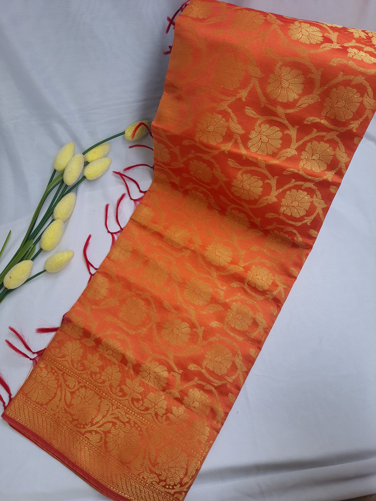 Orange Mixed Silk Banarasi Dupatta